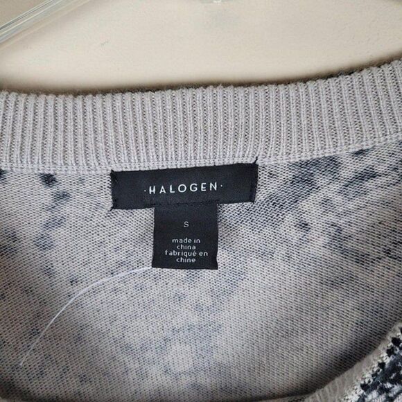 Halogen Size S NWOT Snake Print Lightweight Crewneck Sweater Black Tan - Picture 10 of 10